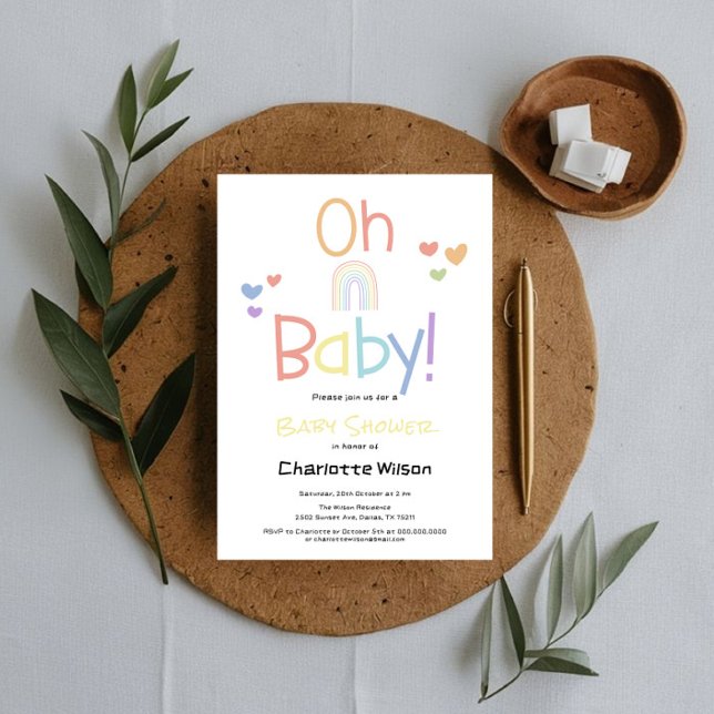 Cute Colorful Rainbow Baby Shower Invitation (Creator Uploaded)
