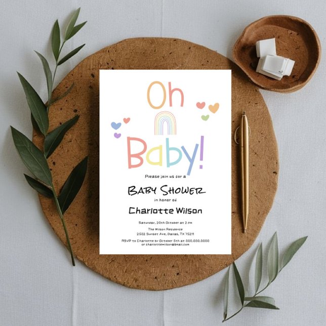 Cute Colorful Rainbow Baby Shower Invitation (Creator Uploaded)