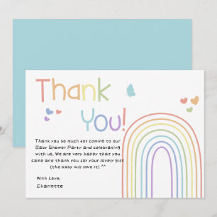 Cute Colorful Rainbow Baby Shower Thank You Card