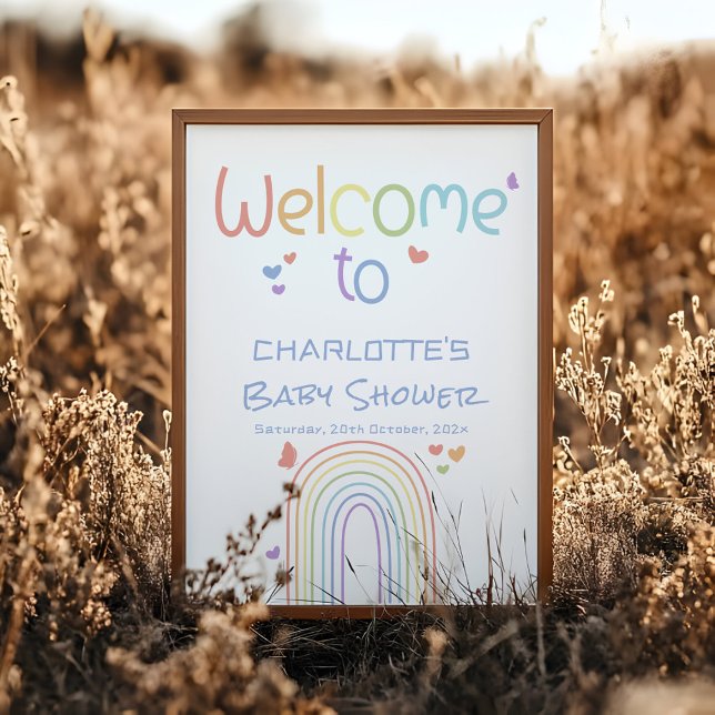 Cute Colorful Rainbow Baby Shower Welcome Sign (Creator Uploaded)
