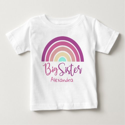Cute colorful rainbow big sister customizable name baby T_Shirt