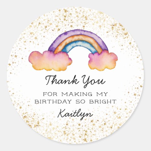 Cute Colorful Rainbow Birthday Party Classic Round Sticker