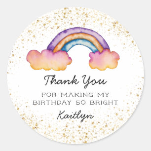 Cute Colorful Rainbow Birthday Party Classic Round Sticker