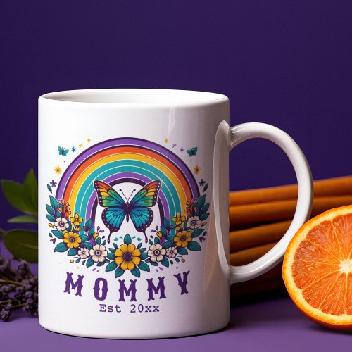 Cute Colorful Rainbow Butterfly New Mummy Gift  Coffee Mug