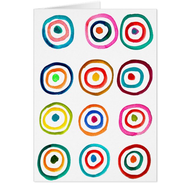 Cute colorful rainbow circles whimsical cards (Front)