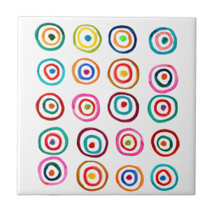Cute colorful rainbow circles whimsical ceramic tile