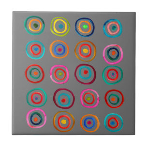 Cute colorful rainbow circles whimsical ceramic tile