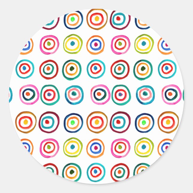 Cute colorful rainbow circles whimsical classic round sticker (Front)