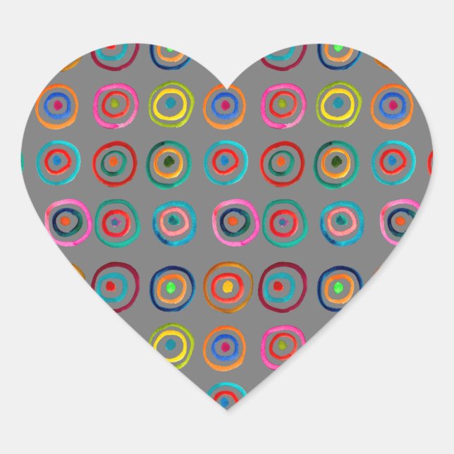 Cute colorful rainbow circles whimsical heart sticker (Front)