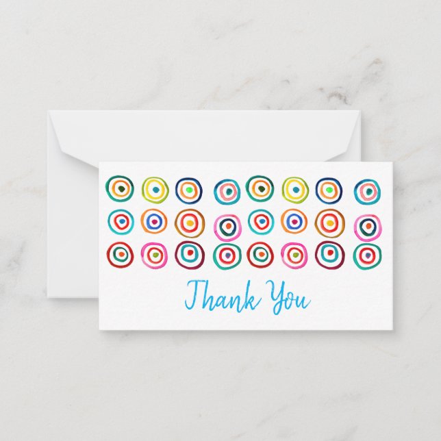Cute colorful rainbow circles whimsical note card (Front)