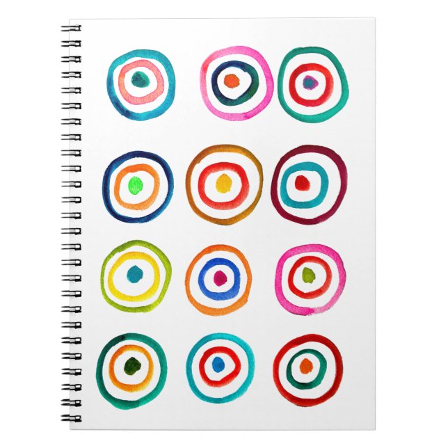Cute colorful rainbow circles whimsical notebook (Front)