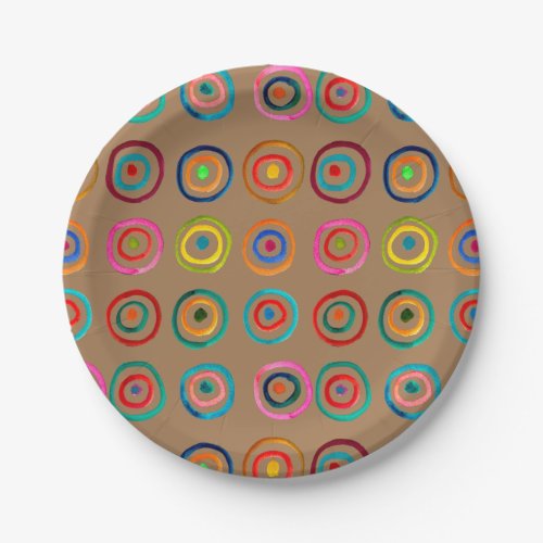 Cute colorful rainbow circles whimsical paper plates