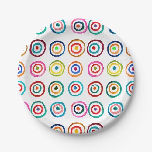 Cute colorful rainbow circles whimsical paper plates