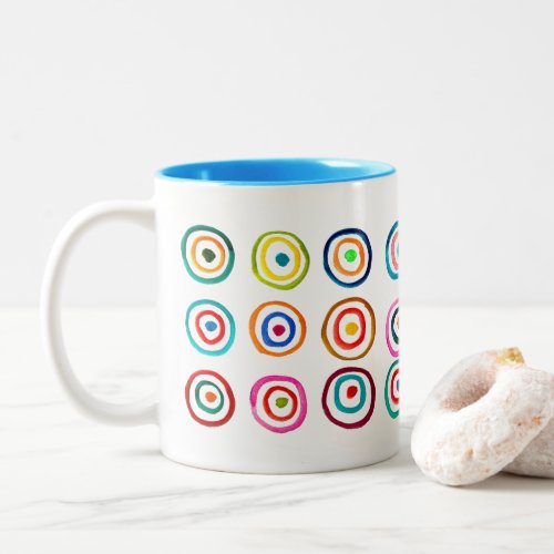 Cute colorful rainbow circles whimsical Two_Tone coffee mug