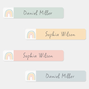 Cute Colorful Rainbow Custom Tow Names Labels