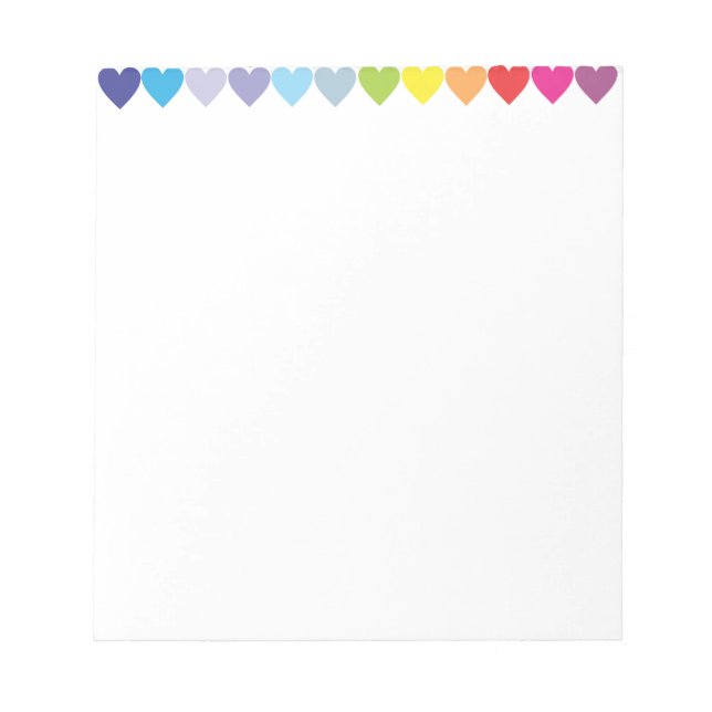 Cute Colorful Rainbow Heart Pattern Notepad (Front)