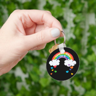 Cute Colorful Rainbow Hearts Sounds Gay I'm In Keychain