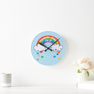 Cute Colorful Rainbow Hearts Sounds Gay I'm In Round Clock