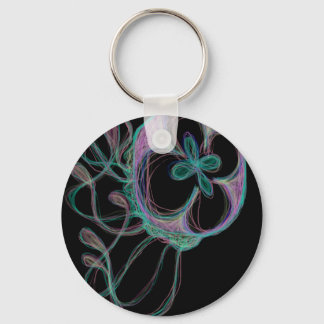 Cute Colorful Rainbow Jellyfish Digital Design Keychain