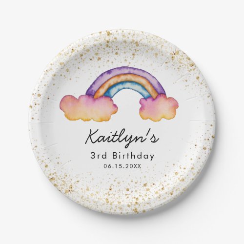 Cute Colorful Rainbow Kids Birthday Party Paper Plates