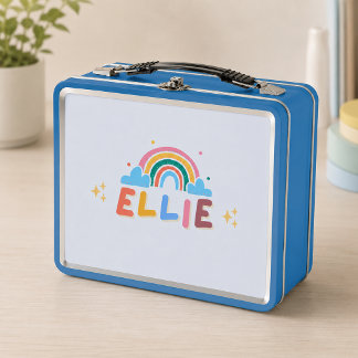 Cute Colorful Rainbow Kids School Personalized Metal Lunch Box