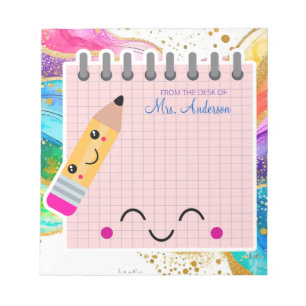 Cute Colorful Rainbow Pastel Teacher Appreciation Notepad