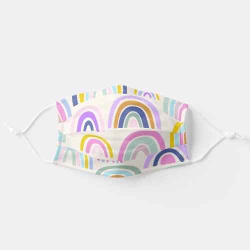 Cute Colorful Rainbow Pattern in Bright Pastels Adult Cloth Face Mask