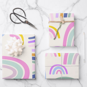 Cute Colorful Rainbow Pattern in Bright Pastels Wrapping Paper Sheets