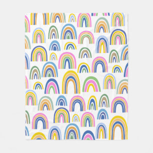 Cute Colorful Rainbow Pattern in Pink and Yellow Fleece Blanket