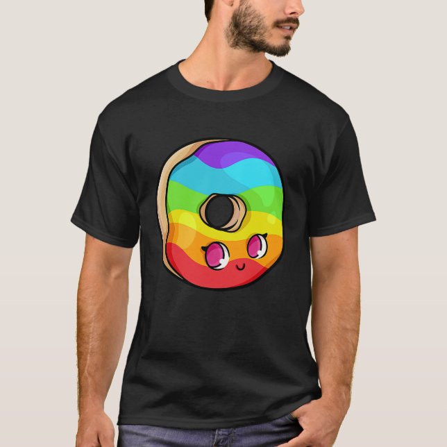 Cute Colorful Rainbow Pride Donut T-Shirt (Front)