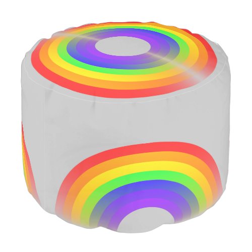 Cute Colorful Rainbow Round Pouf
