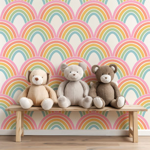 Cute Colorful Rainbow Scallop Pattern Kids Baby Wallpaper