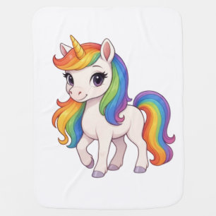 Cute, Colorful Rainbow unicorn Baby Blanket