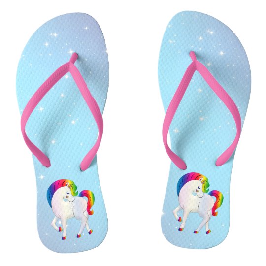 Cute,Colorful Rainbow Unicorn Flip Flops | Zazzle.com