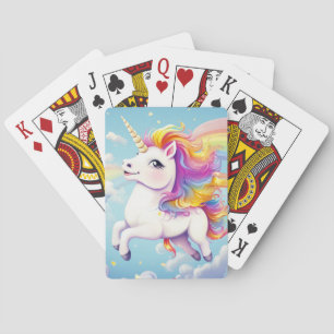 Cute Colorful Rainbow Unicorn for Kids Poker Cards