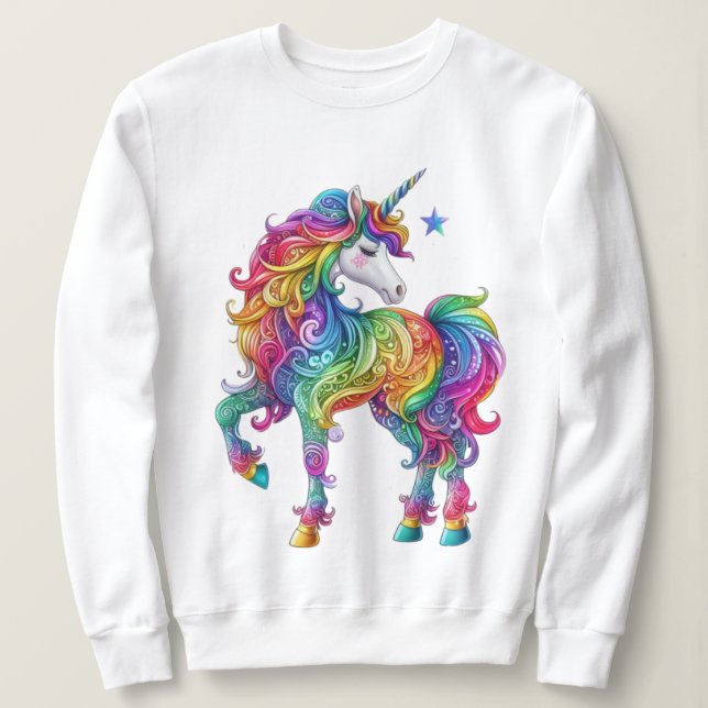 Cute, Colorful Rainbow unicorn Sweatshirt (Design Front)