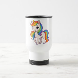 Cute, Colorful Rainbow unicorn Travel Mug