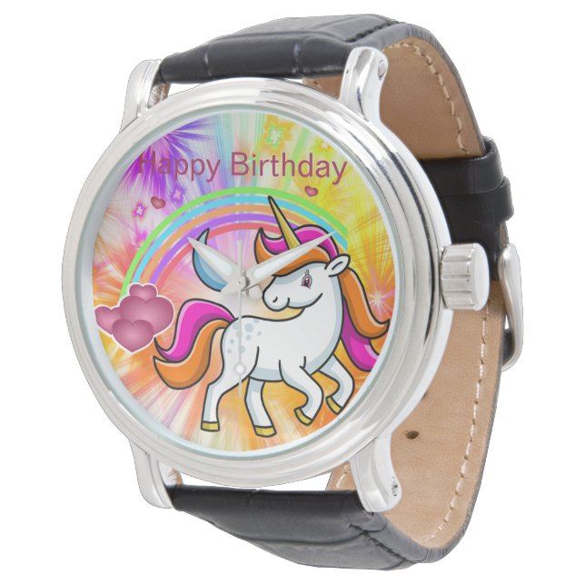 Cute, Colorful Rainbow, Unicorn Watch (Angled)