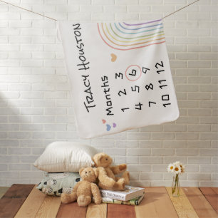 Cute Colorful Rainbow with Hearts Baby Blanket