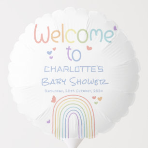 Cute Colorful Rainbow with Hearts Baby Shower Balloon