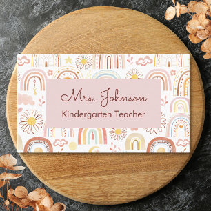 Cute Colorful Rainbows and Daisy Flowers Abstract Business Card