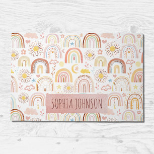Cute Colorful Rainbows and Daisy Flowers Abstract Doormat