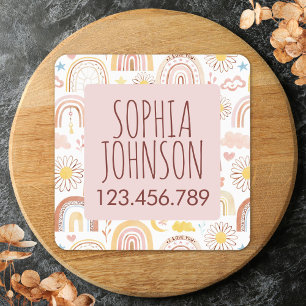 Cute Colorful Rainbows and Daisy Flowers Abstract Kids' Labels