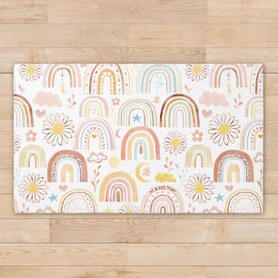 Cute Colorful Rainbows and Daisy Flowers Abstract Rug