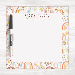 Cute Colorful Rainbows and Daisy Flowers Bookplate Dry Erase Board