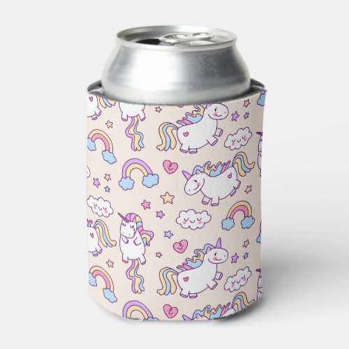 Cute  Colorful Rainbows and Unicorns Can Cooler