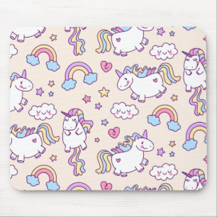Cute & Colorful Rainbows and Unicorns Mousepad