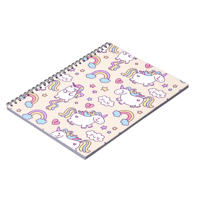 Cute & Colorful Rainbows and Unicorns | Notebook (Left Side)