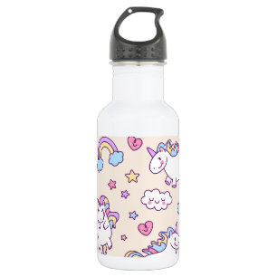 Cute & Colorful Rainbows and Unicorns Water Bottle