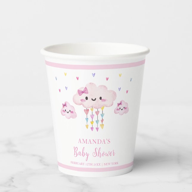 Cute Colorful Raindrop Sweetheart Baby Shower  Paper Cups (Front)